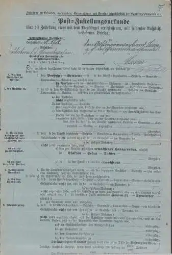 JENA Post-Zustellungsurkund 5.6.1912, nach Rudolstadt vollzogen zurück