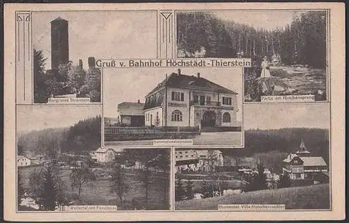 Höchstädt - Thierstein Gruß vom Bahnhof 1921, Bahnhofsrestauration, Wellertal, Blumental Hirschensprung