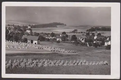Weigsdorf  Vi&scaron;nová Friedland 1935 Original-Foto Ortsansicht mit Kirche, Getreidepuppen