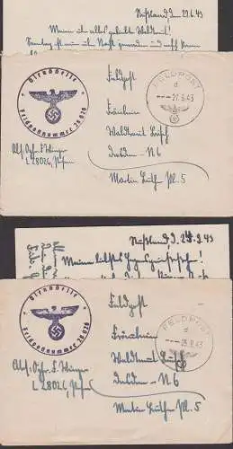 Germany DR Feldpostbriefe je mit Inhalt, 1943 Abs. Feldostnr. L 28026 aus Russland 1943