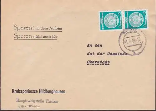 Themar Dienstpostbrief mit Werbeeindruck "Sparen hilft dem Aufbau - Sparen hilft auch Dir" Kreissparkasse Hildburghausen