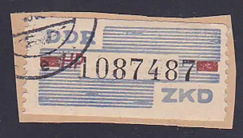 DDR -ZKD 10 Pfg. Wertstreifen B28HP Original Briefstück, Nr. 1087487 Zentraler Kurierdienst