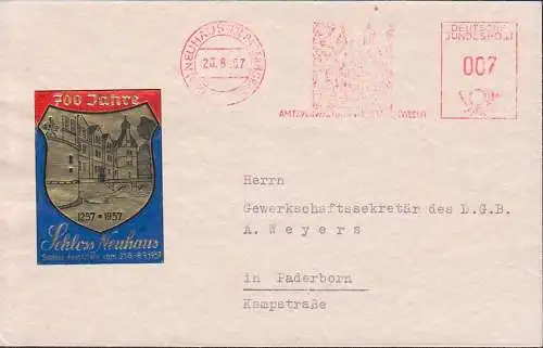 Neuhaus Kreis Paderborn AFS 20.8.67 Vignette 700 Jahre Schloss Neuhaus