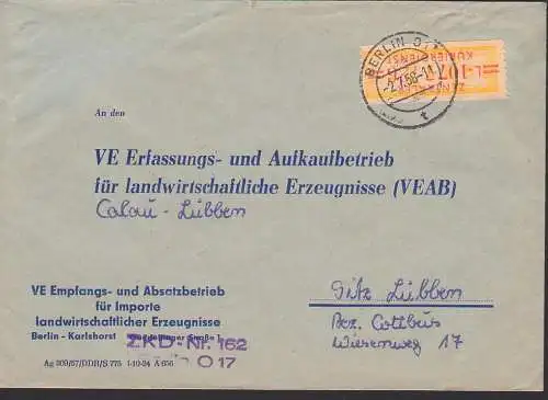 ZKD-Brief B17L BERLIN O17 ZKD-Nr. 162 VE Empfangs- u. Absatzbetrieb für Importe