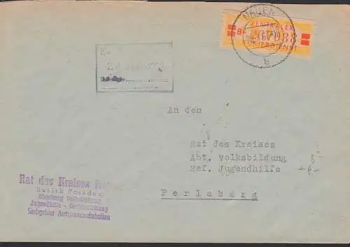 Nauen ZKD-Brief  22.7.58B19B, Abs. Rat des Kreises nach Perleberg