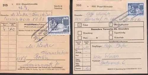 Rostock-Warnemünde 80 Pfg gr. und kleines Format auf Pkt-Karte PSSt. (10) Sadisdorf, (38) Dönschden Dippoldiswalde