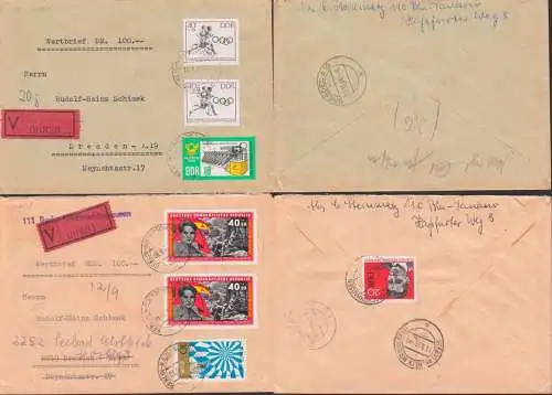 Berlin-Niederschönhausen zwei Aushilfs-Wertzettel  auf Blanko-V-Streifen, DDR 1037(2), 1201(2)