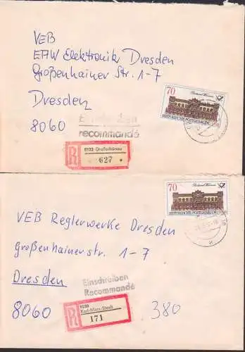 Weimar Postamt  70 Pfg. R-Bf aus Karl-Marx-Stadt bzw. Großschönau  DDR 3068