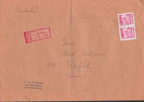 Halle SbPA R-Brief 2. Gewichtsstufe mit 20 Pfg. aus Bogen DDR 1869(2) Bg (90,-)