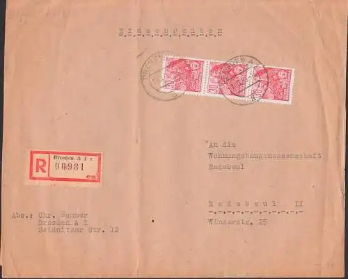 Dresden R-Brief 2. Gewichtstufe mit DDR 30 Pfg.(3) Fünf-Jahrplan 17.3.59