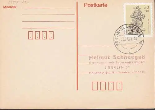 Berlin-Blankenfelde Kupferstichkabinett aus Klbg 30 Pfg. auf portorichtiger Karte OSt.  DDR 2350