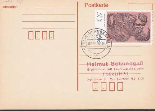 Berlin-Blankenfelde Gemälde Käthe Kollwitz 30 Pfg. auf portorichtiger Karte OSt.  DDR 1610