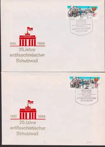 Berlin Antifaschistischer Schutzwall 1961 - 1986 Berliner Mauer mit Brandenburger Tor und Soldaten 2 Bfe, DDR 3037
