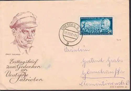 Deutsche Patrioten Blücher, DDR 401 auf Fernbrief