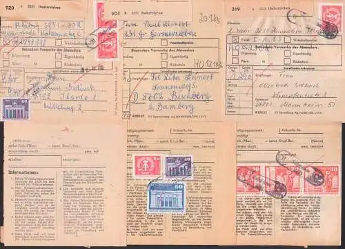 Oschersleben 3 Paketkarten PSSt. Germersleben, Kroppenstedt, Harmersleben nach der BRD