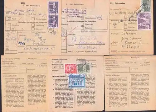 Oschersleben 3 Paketkarten PSSt. Hamersleben, Kroppenstedt dabei 2541(2) 40 Pf. Brandenburger Tor