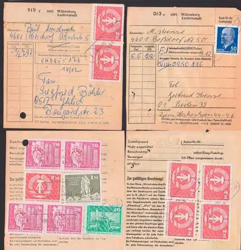 Wittenberg Lutherstadt zwei Paketkarten mit Poststellenstempel Boßdorf