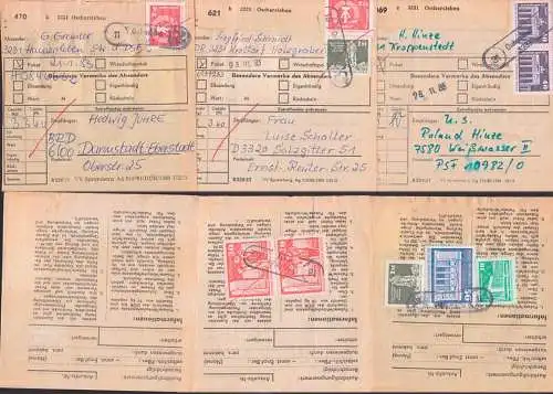 postinterne Belege 3 Paketkarten mit PSSt. . 18 Krottorf, 11 Hamersleben 31 Kroppenstedt über Oschersleben