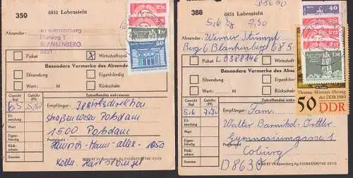 Dachziegel-Frankatur  Freimarken und SoMke auf Paketkarte OSt.  Blankenburg