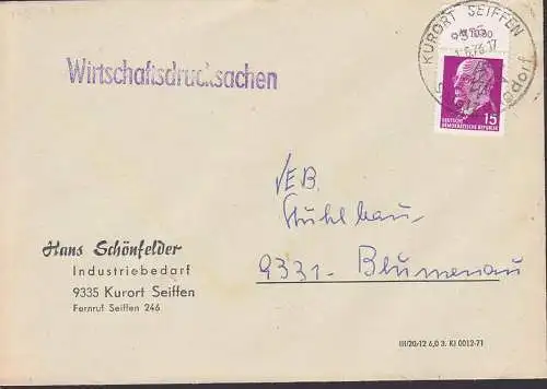 Kurort Seiffen W.-Ducksache mit 15 Pfg. Walter Ulbricht Oberrand 847 OR3 1.6.73
