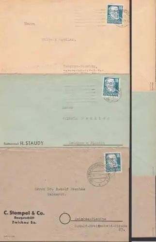 Rudolf Vierchow, drei Briefe mit EF, alle geprüft, je aus Zwickau