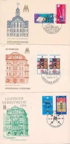 Leipzig 3 Schmuckkarten mit Messeausgaben je SoSt., Romanushaus