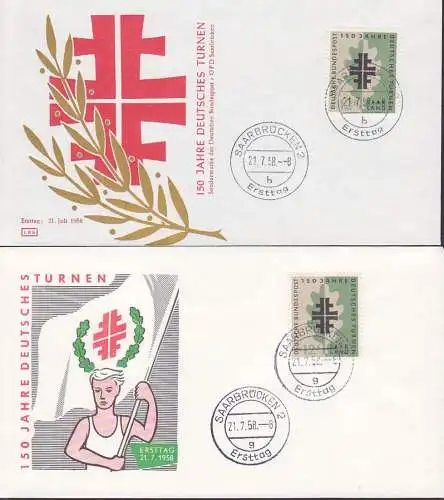 Turnen 150 Jahre auf FDC 163,  SoSt. 21.7.58 SaarbrückenTurn- und Sportfest