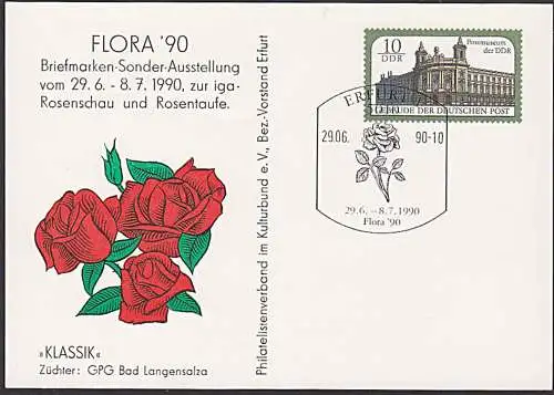Erfurt FLORA `90 Rosenschau Rosentaufe Klassik der GPG Bad Langensalza Privat-GA der DDR 1990 mit SSt.