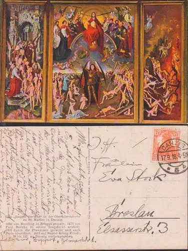 Danzig OSt. 17.89.18 auf Ak Jüngste Gericht St. Marien