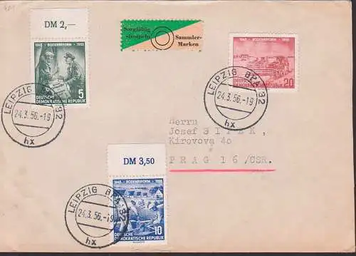 Bodenreform kpl auf Auslandsbrief DDR 481/83, Mähdrescher, Besitzurkunde