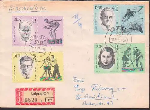 Leipzig R-Bf mit Zdr. Kurt Biedermann, portorichtig 30.3.65