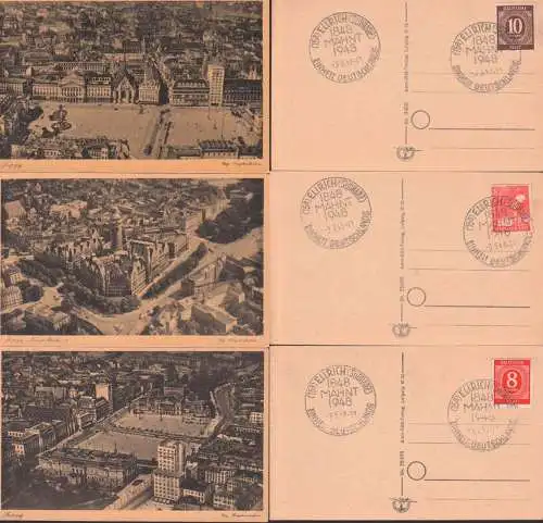 Ellrich Südharz SSt. 18148 - 1948 Einheit Deuschlands, 3 Karten Orig. Fliegeraufnahmen Leipzig