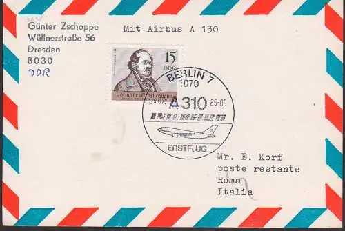 Friedrich List 15 Pfg. (3238) SSt. Berlin Erstflug A310 4.7.89