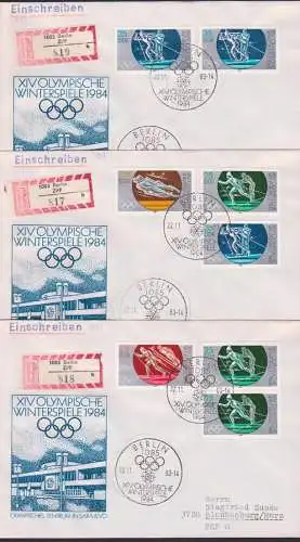 Olympische Winterspiele  in Sarajevo 1984 R-Bf portorichtig frankiert SSt. Berlin 22.11.83