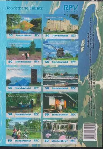 RPV Touristische Lausitz  10er Bogen, dabei Staatstheater Cottbus, Hafen Senftenberg, Lehde, Rosengarten Forst