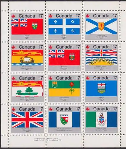 Canada 1979 Canada Day Flags Sheetlet MNH