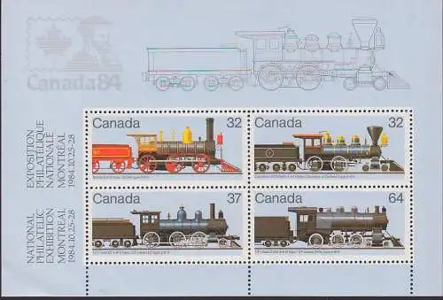Canada 1984 Montreal 84, locomotives s/s, Mint NH, Transport - Railways