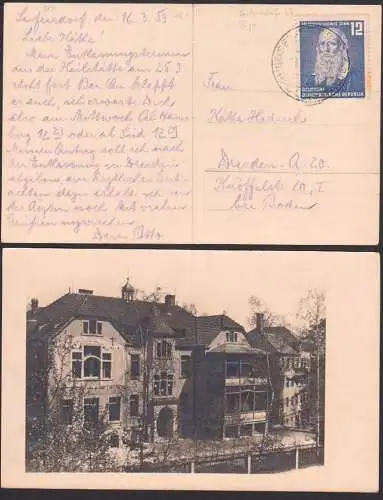 Friedrich Ludwig Jahn Turnvater auf Foto (mit Haus aus ?) DDR 317, Ost. Seifersdorf üb. Dippoldiswalde