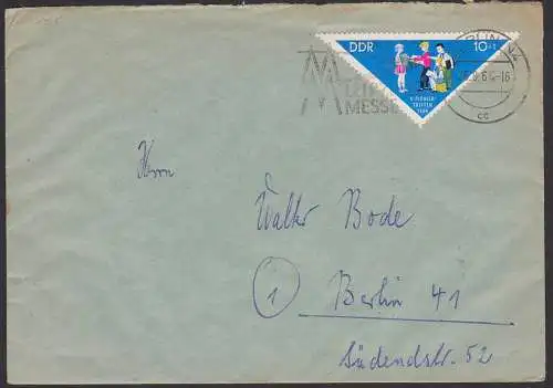 Berlin Ortsbrief mit 10+5 Pfg. Junge Pioniere Dreieckmarke, 25.8.64, DDR 1064
