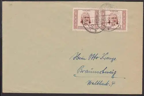 Schönebeck (Elbe) Fernbrief 10.9.52 mit 12 Pfg. Victor Hugo, 311 (2) portorichtig