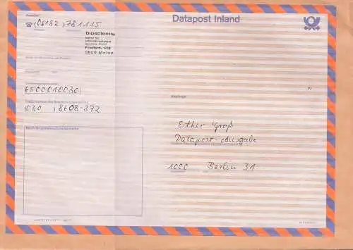 Datapost Inland Bf (320 * 228), von Mainz nach Berlin, Dv s2.87/ 87654321 A4-17