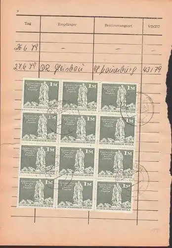 Bad Kösen Einlieferungsbuch-Seite DDR 1892(12) 5.7.79 1 M Treptow Ehrenmal in einer Einheit
