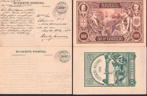 Brasilien 2 cards GA BRAZIL Exposicao national 1908