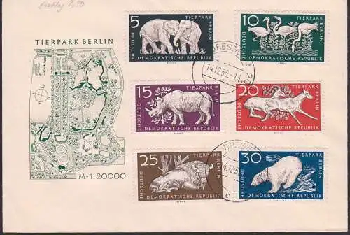 Tierpark Berlin FDC mit Ost. Dresden, Elefant, Nashorn Eisbär