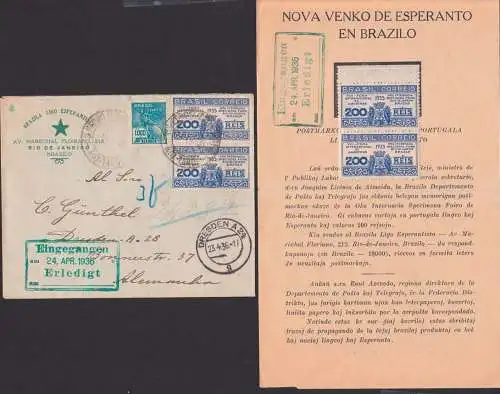 Brasilien brazilia ligo esperanto neue Marken ** und auf Brief