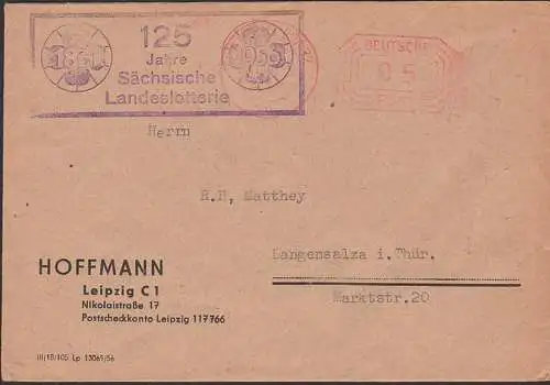 Leipzig BPA 32 PSF 1956 mit R4 Werbung 125 Jahre Sächsische Landeslotterie