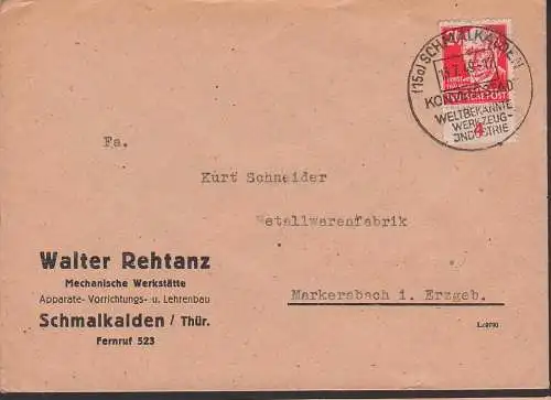 Schmalkalden SSt. 13.7.49 Konventstadt weltbekannte Werkzeug-Industie, 24 Pfg. Ernst Th„lmann