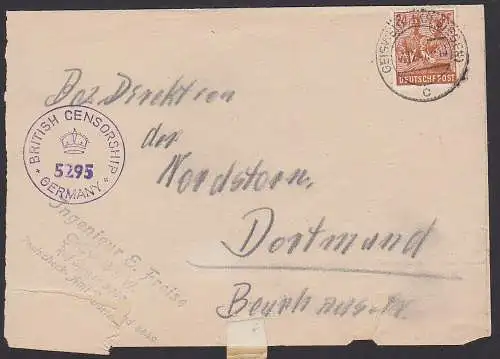 Greifsweid (Siegen) 4.12.47 Brief mit brit. Zensur 5295  nach Dortmund