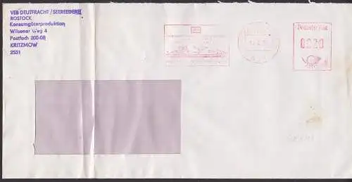 Rostock ?berseehafen 13.4.89 FRAMA - AFS mit DDR im Poststempel Deutfracht