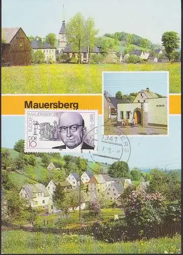 MC 3233 Rudolf Mauersberg auf Ak und Orts-Stempel von Mauersberg  (Kr. Marienberg)